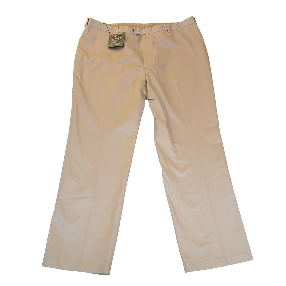 NEW Jos A Bank Mens Traveler Twill Khaki Pants 46x34 Flat Front Cotton $115